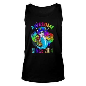 Mermicorn Mermaid Unicorn Birthday Awesome Since 2014 Gift Unisex Tank Top | Mazezy