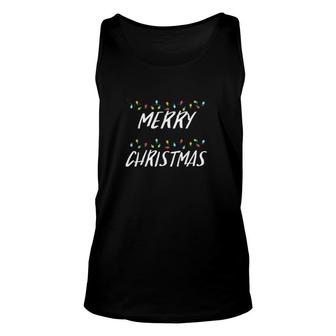 Merry Christmas Sparkling Lights Cool Christmas Sweat Unisex Tank Top | Mazezy