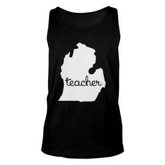 Michigan Teacher Gift Cool Michigan State Map Unisex Tank Top | Mazezy