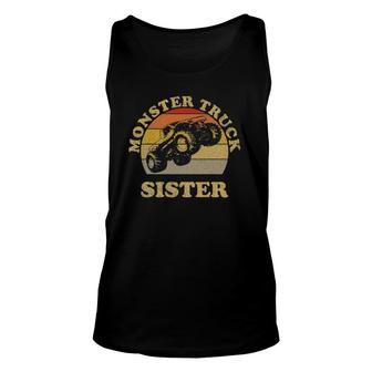 Monster Truck Sister Vintage Retro Sunset Gift For Sisters Unisex Tank Top | Mazezy