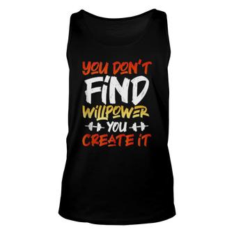 Motivational Workout Willpower Quote Dumbbell Art Unisex Tank Top | Mazezy