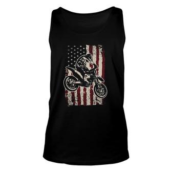 Motocross Dirt Bike Patriotic American Flag Biker Pullover Tank Top | Mazezy