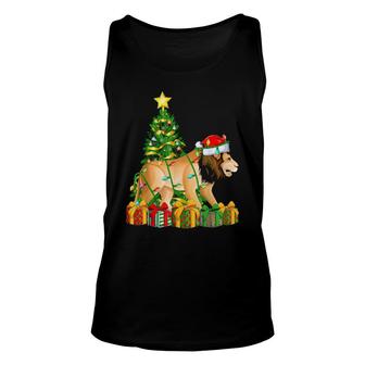 Mountain Lion Lighting Xmas Tree Mountain Lion Christmas Unisex Tank Top | Mazezy