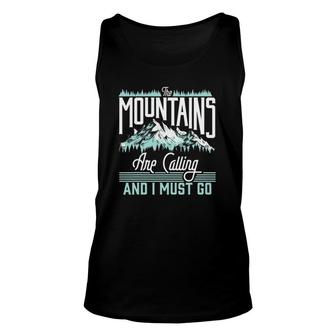 Mountains Are Calling & I Must Go Retro Vintage Graphic Unisex Tank Top | Mazezy DE