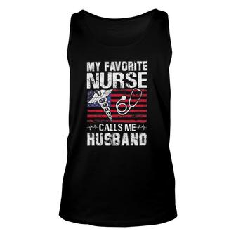 My Favorite Nurse Calls Me Husband American Flag Unisex Tank Top | Mazezy