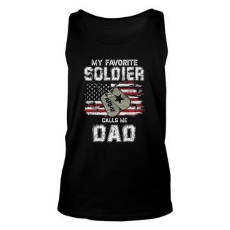 My Favorite Soldier Calls Me Dad Us Army Military Us Flag Unisex Tank Top | Mazezy