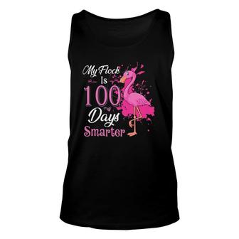 My Flock Is 100 Days Smarter Cute Flamingo Teacher Student Unisex Tank Top | Mazezy