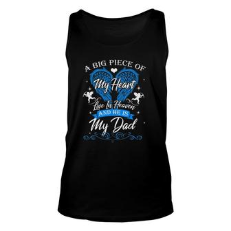 My Great Dad Lives In Heaven Memorial Fathers Blue Angel Unisex Tank Top | Mazezy