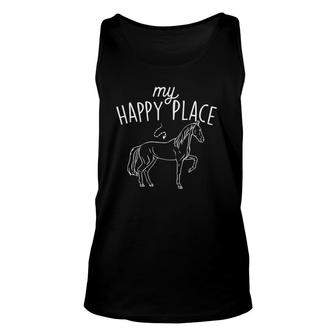 My Happy Place - Horse Lover Equestrian Horseback Rider Unisex Tank Top | Mazezy