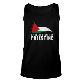 My Heart Beats For Palestine Gaza Peace Middle East Unisex Tank Top | Mazezy