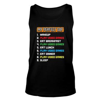 My Perfect Day Video Games Unisex Tank Top | Mazezy