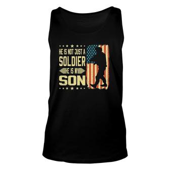 My Son Is A Soldier Hero Proud Army Mom Dad Military Gifts Unisex Tank Top | Mazezy