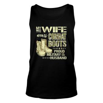 My Wife Wears Combat Boots Dog Tags Proud Military Husband Unisex Tank Top | Mazezy