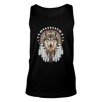Native American Wolf Feather Unisex Tank Top | Mazezy