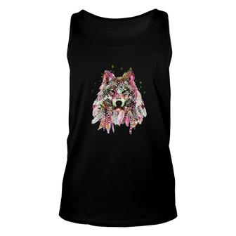 Native American Wolf Feathers Unisex Tank Top | Mazezy