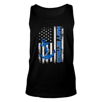 Navy Retired Proud Coast Guard American Flag Vintage Unisex Tank Top | Mazezy