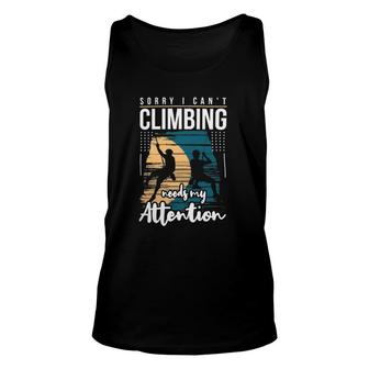 Needs Attention Cool Image Graphic Rock Climbing Climber Tank Top | Mazezy