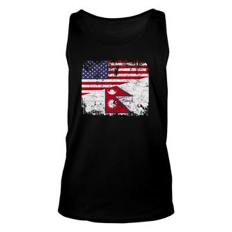 Nepalese Roots Half American Flag Nepal Unisex Tank Top | Mazezy