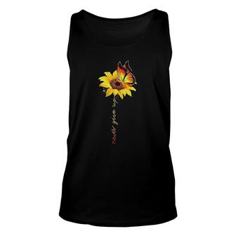 Never Give Up Sunflower Unisex Tank Top | Mazezy