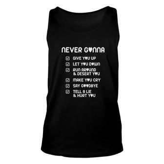 Never Gonna Give You Up 80s Music Retro Unisex Tank Top | Mazezy