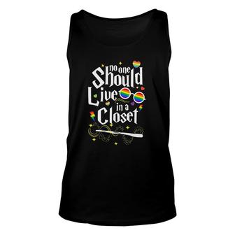 No One Should Live In A Closet Lgbt Gay Pride V-Neck Unisex Tank Top | Mazezy