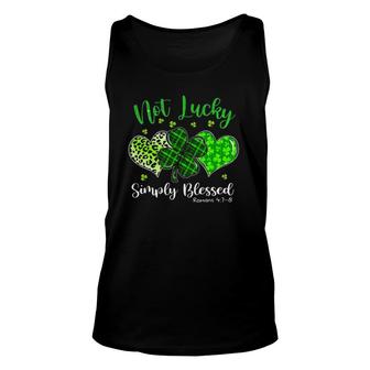 Not Lucky Simply Blessed Christian Shamrock St Patricks Day Unisex Tank Top | Mazezy
