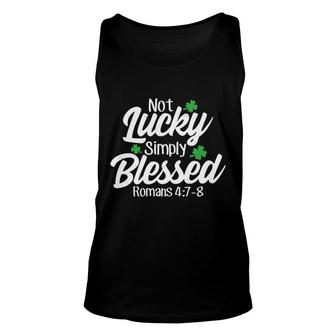 Womens Not Lucky Simply Blessed Romans 47-8 Clover Verse V-Neck Tank Top | Mazezy