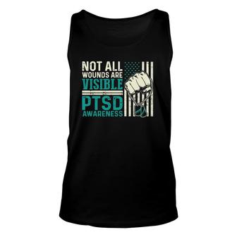 Not All Wounds Are Visible Ptsd Awareness American Flag Pullover Tank Top | Mazezy