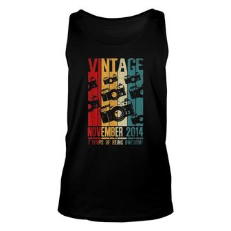 November 2014 7 Year Old 2014 Birthday Retro Vintage Unisex Tank Top | Mazezy