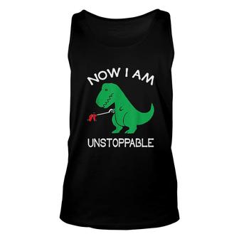 Now I Am Unstoppable Funny T Rex Unisex Tank Top | Mazezy