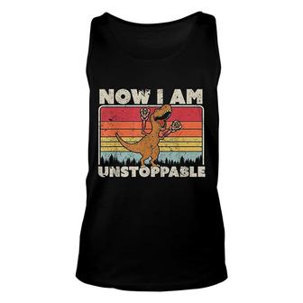 Now I Am Unstoppable T-rex Unisex Tank Top | Mazezy