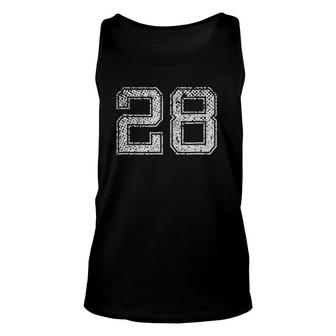 Number 28 Numbered Retro Style Birthday Gift Unisex Tank Top | Mazezy