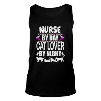 Nurse By Day Cat Lover By Night Unisex Tank Top | Mazezy