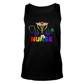 Nurse Lgbtq Gay Pride Rainbow Flag Registered Nursing Rn Unisex Tank Top | Mazezy