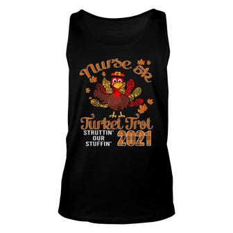 Nurse Turkey Trot 2021 Thanksgiving Plaid Running Squad Unisex Tank Top | Mazezy