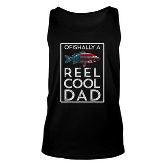 Ofishally A Reel Cool Dad Funny Father's Day Fishing Pun Unisex Tank Top | Mazezy