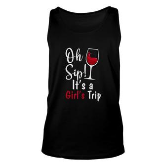 Oh Sip It Is A Girls Trip Funny Wine Party Red Unisex Tank Top - Thegiftio UK
