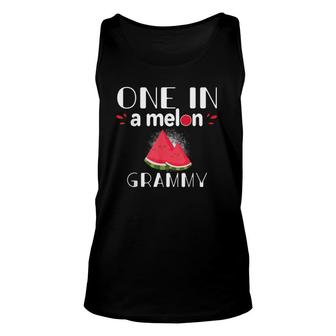 One In A Melon Grammy Funny Watermelon Family Matching Gift Unisex Tank Top | Mazezy