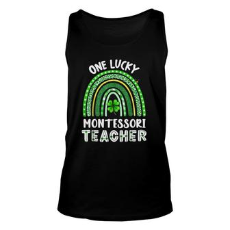 One Lucky Montessori Teacher Rainbow St Patrick's Day Unisex Tank Top | Mazezy