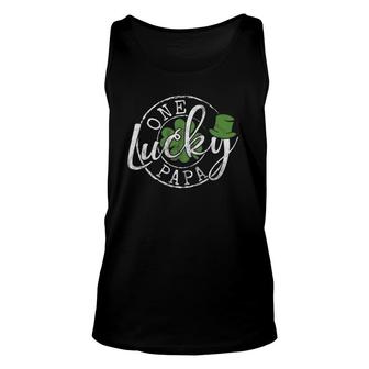 Mens One Lucky Papa Father Irish Clovers St Patrick's Day Tank Top | Mazezy