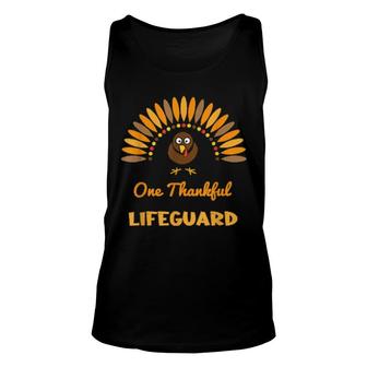 One Thankful Lifeguard Cute Thanksgiving Turkey Job Unisex Tank Top | Mazezy