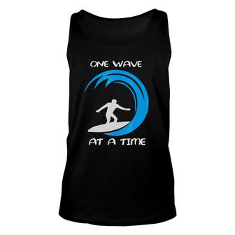One Wave At A Time Surfer Unisex Tank Top | Mazezy