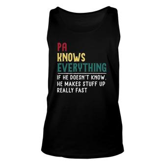 Pa Know Everything Funny Father's Day Gift For Grandfather Unisex Tank Top | Mazezy
