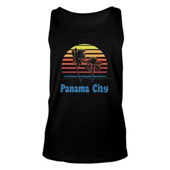 Panama City Florida Sunset Palm Trees Beach Vacation Unisex Tank Top | Mazezy