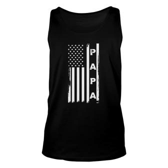 Papa American Flag Fathers Day Dad And Grandpa Unisex Tank Top | Mazezy