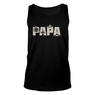 Papa Pilot Funny Dad Aviation Flying Airplane Lovers Gifts Unisex Tank Top | Mazezy