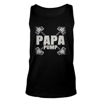 Papa Pump Funny Fitness Workout Lover Dad Men Gift Unisex Tank Top | Mazezy