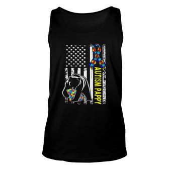 Pappy Autism Awareness American Flag Gift For Men Dad Unisex Tank Top | Mazezy