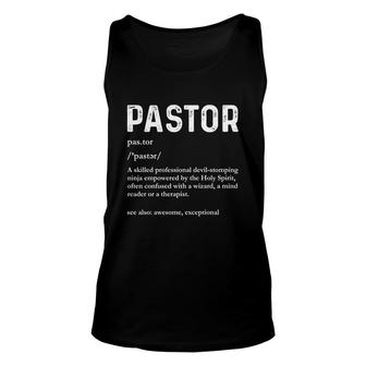 Pastor Funny Definition Awesome And Exceptional Unisex Tank Top - Thegiftio UK