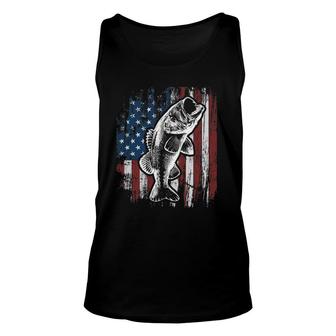 Patriotic American Flag Bass Fishing Father's Day Gift Men Unisex Tank Top | Mazezy